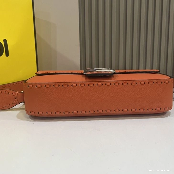 Cheap Medium Cuoio Selleria In Romano Bag Fendi Leather Orange Baguette 0812